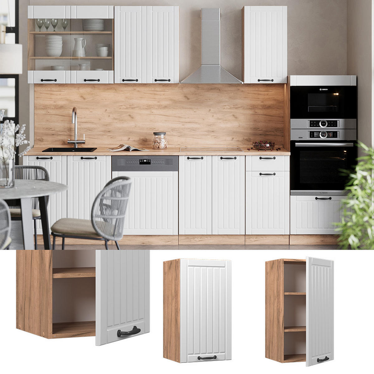 HÄNGESCHRANK Fame-Line Weiß Landhaus 40 cm - Honigeiche/Weiß, Holzwerkstoff (40/72/34.1cm) - Vicco