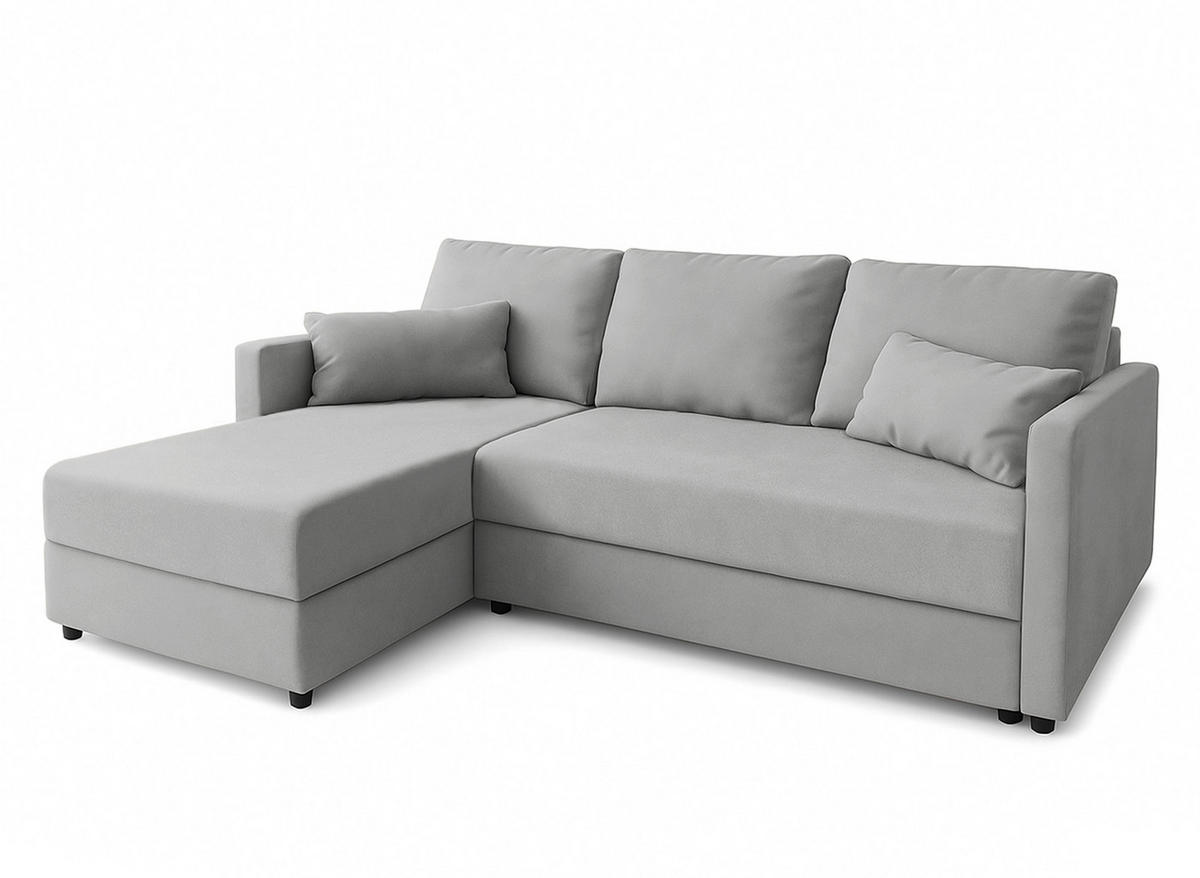 ECKSOFA L Form Dolceo Hellgrau 226/140/78 cm – Schlaffunktion Universell Rechts Links - Hellgrau/Schwarz, Kunststoff/Textil (226/140cm) - AX Living