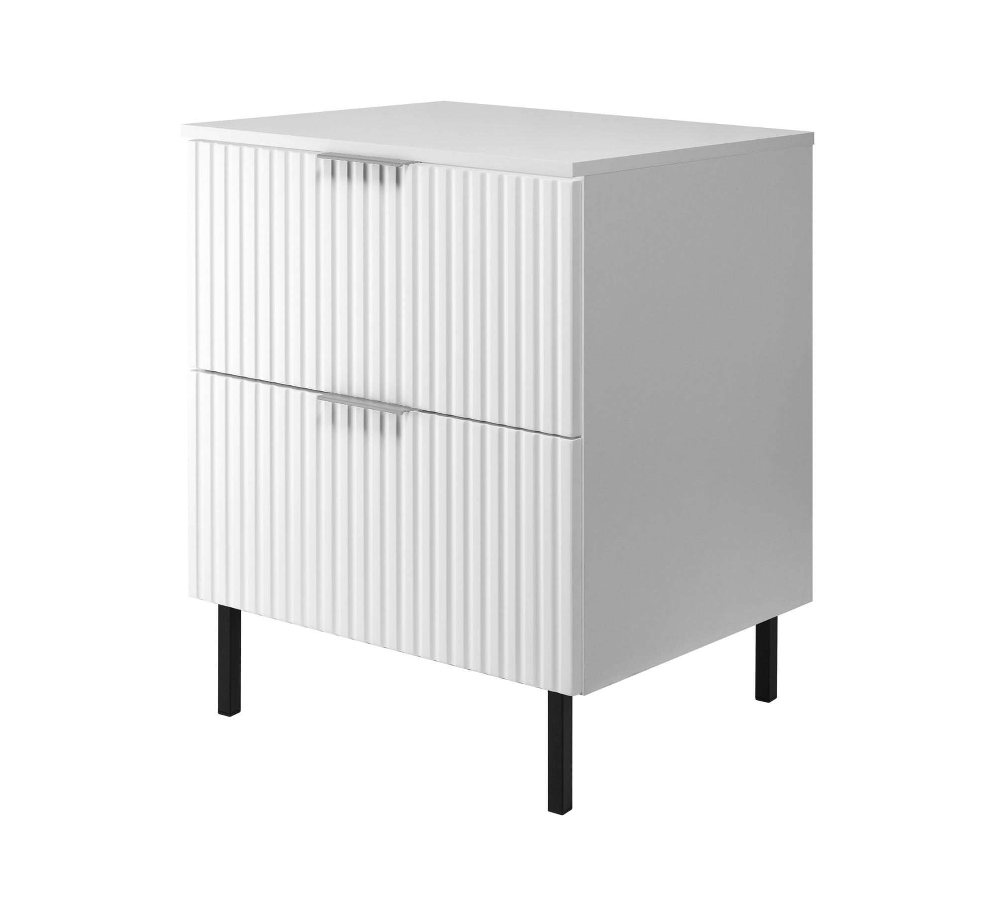 WASCHBECKUNTERSCHRANK, Schwarz, 60 x 77 x 46 cm, schwarzer Griff, schwarze Beine + Arbeitsplatte - Silberfarben/Weiß, Holzwerkstoff (60/77/46cm) - 3XE LIVING