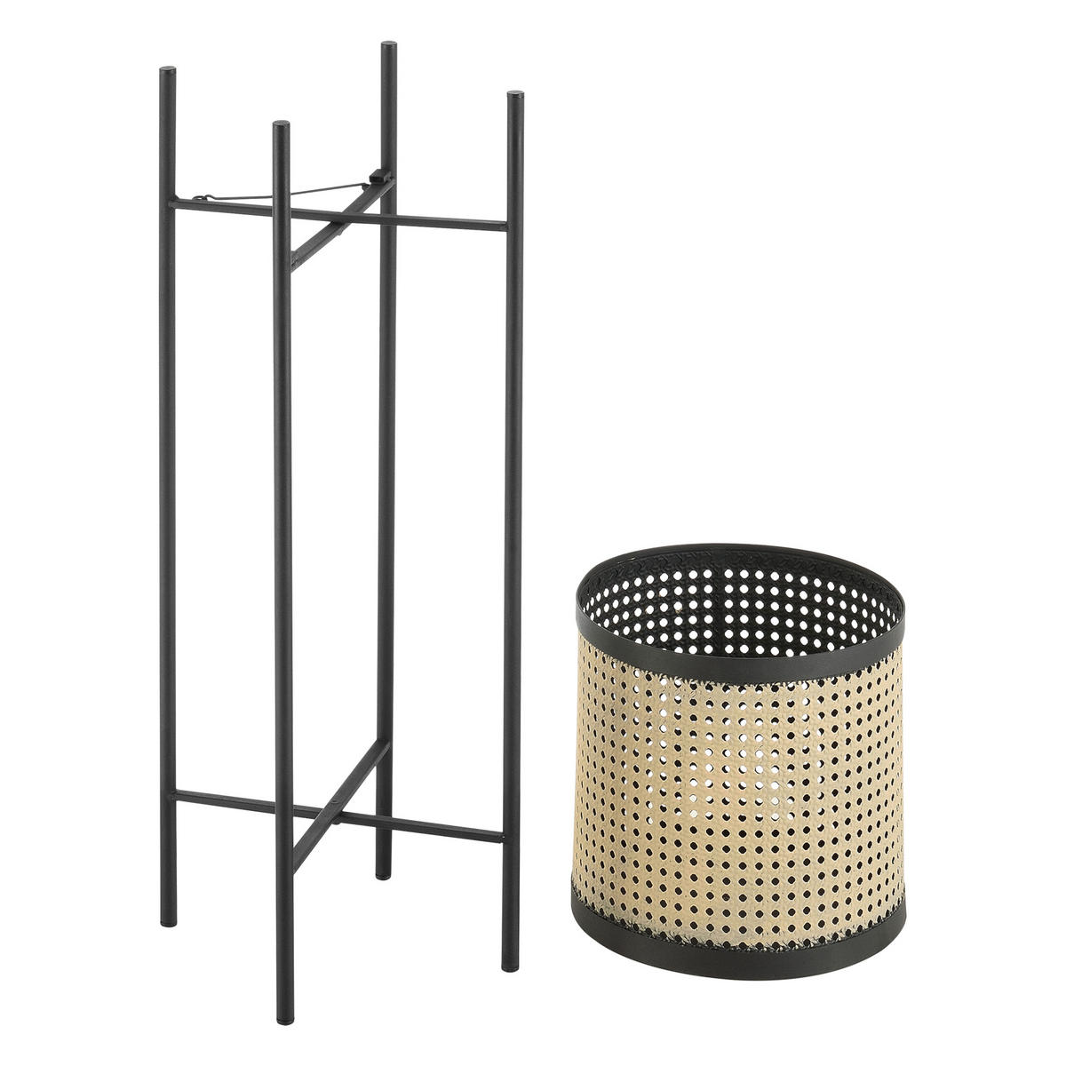 PFLANZENSTÄNDER-SET 2 TLG. Colfontaine - Sandfarben/Schwarz, Metall (27/90/27cm) - [en.casa]