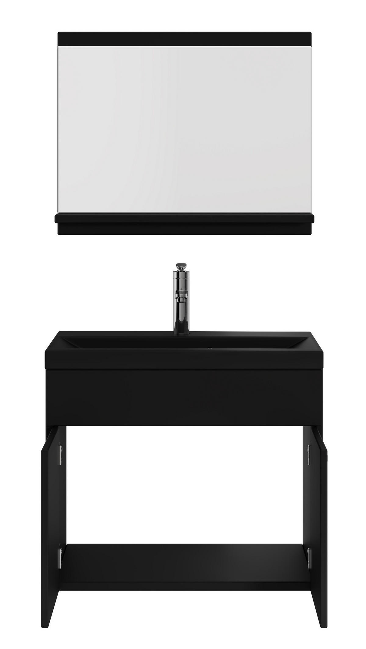 BADMÖBEL-SET Montreal 3 Teile Schwarz Matt - Schwarze Waschbecken - 60 x 35 x 51 cm - Schwarz, Holz (60/51/35cm) - Badplaats