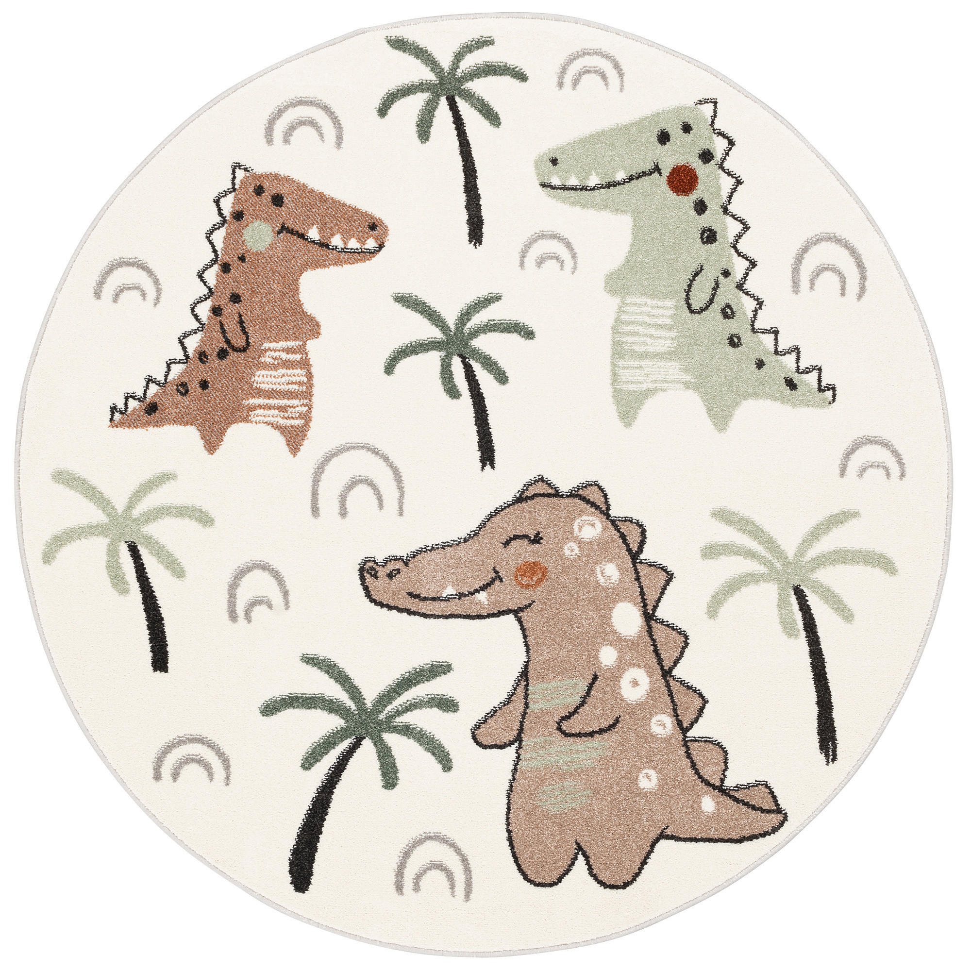 KINDER TEPPICH SOFTSTAR KIDS LUSTIGE DINOS RUND - Multicolor, Textil (200/200cm) - Pergamon