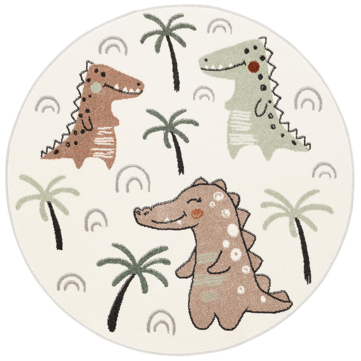 KINDER TEPPICH SOFTSTAR KIDS LUSTIGE DINOS RUND - Multicolor, Textil (160/160cm) - Pergamon