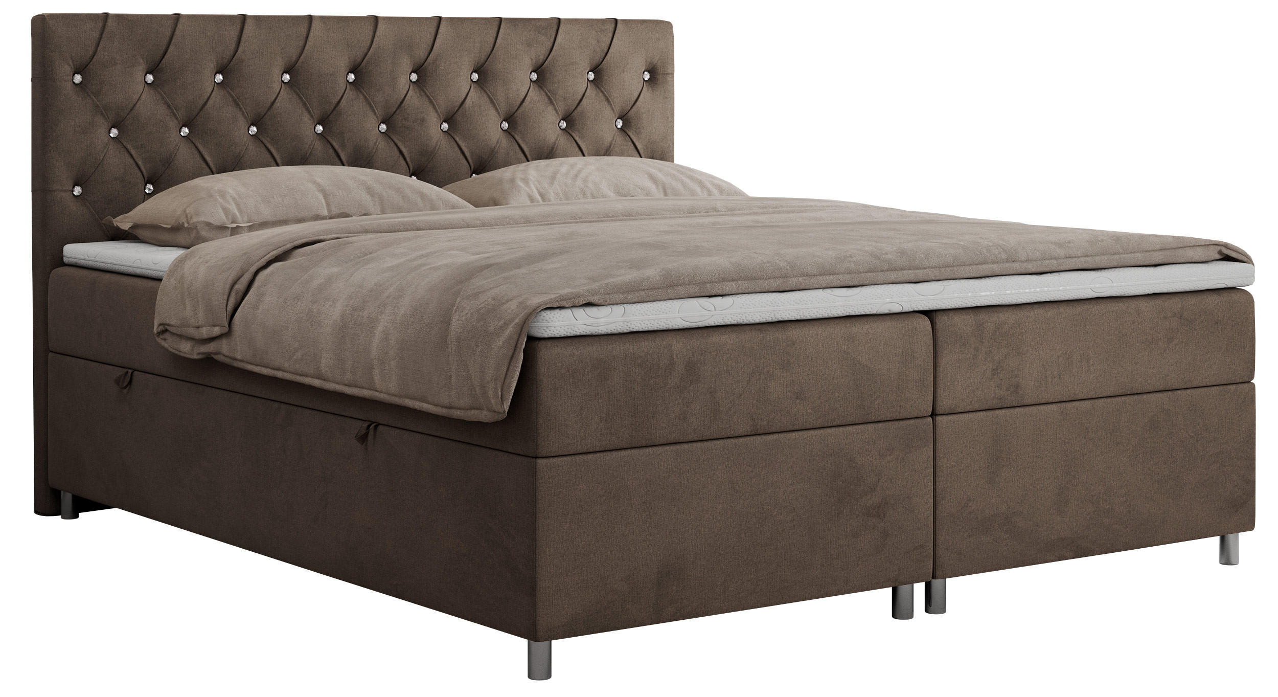 BOXBETT ROMA 120/200 - Braun Velvet - H3 - Braun, Holz/Textil (120/200cm)