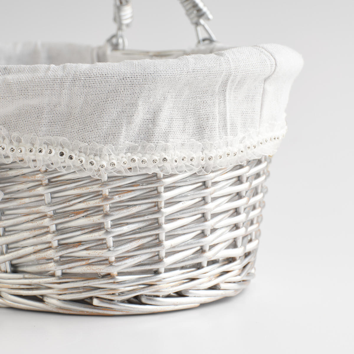 KORB MIT HENKEL Perla - Weiß, Naturmaterialien (23.5/24/31cm) - home&you