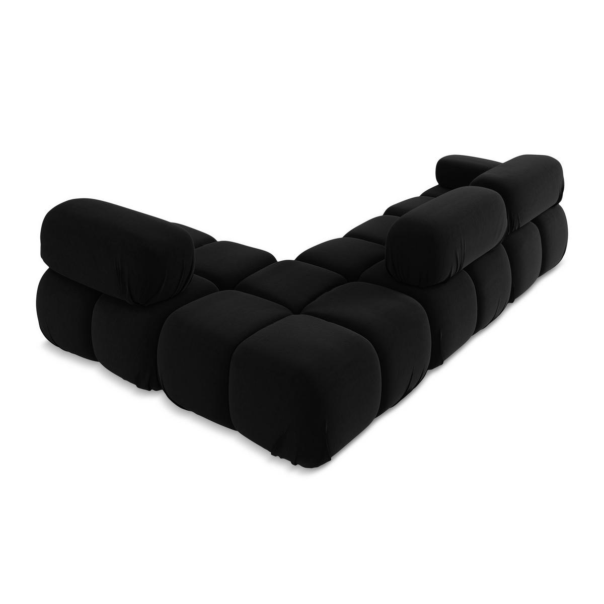 ECKSOFA Rechts Samt Stoff Schwarz - Schwarz/Orange, Kunststoff/Textil (285/190cm) - Makamii