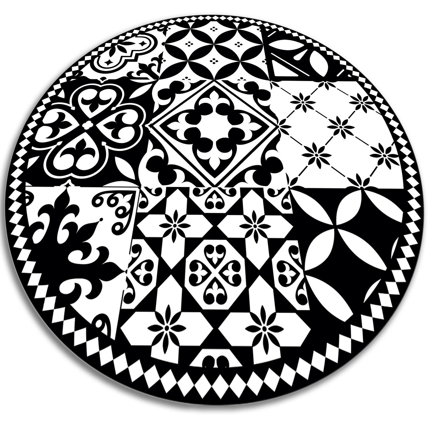 VINYL TEPPICH Ø110 cm Portugiesisches Muster - Schieferfarben/Weiß, Kunststoff (110/110cm) - TULUP