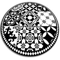 VINYL TEPPICH Ø50 cm Portugiesisches Muster - Schwarz/Weiß, Kunststoff (50/50cm) - TULUP
