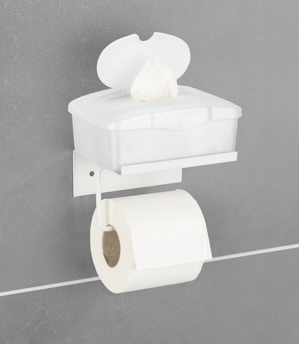 TOILETTENPAPIERHALTER aus Metall mit Ablage Desulo 14/12/6,2 cm - Weiß, Metall (12/6.2/14cm) - Wenko