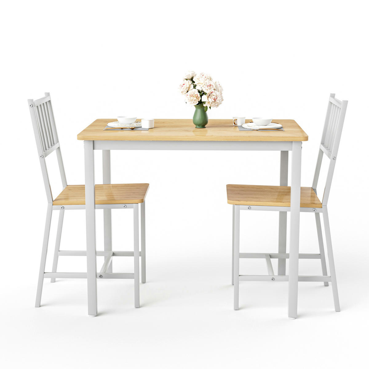 ESSGRUPPE DE-39325 3-teilig, mit 2 Stühlen Weiß - Weiß, Holzwerkstoff (90/75.5/60cm) - ComfortXL