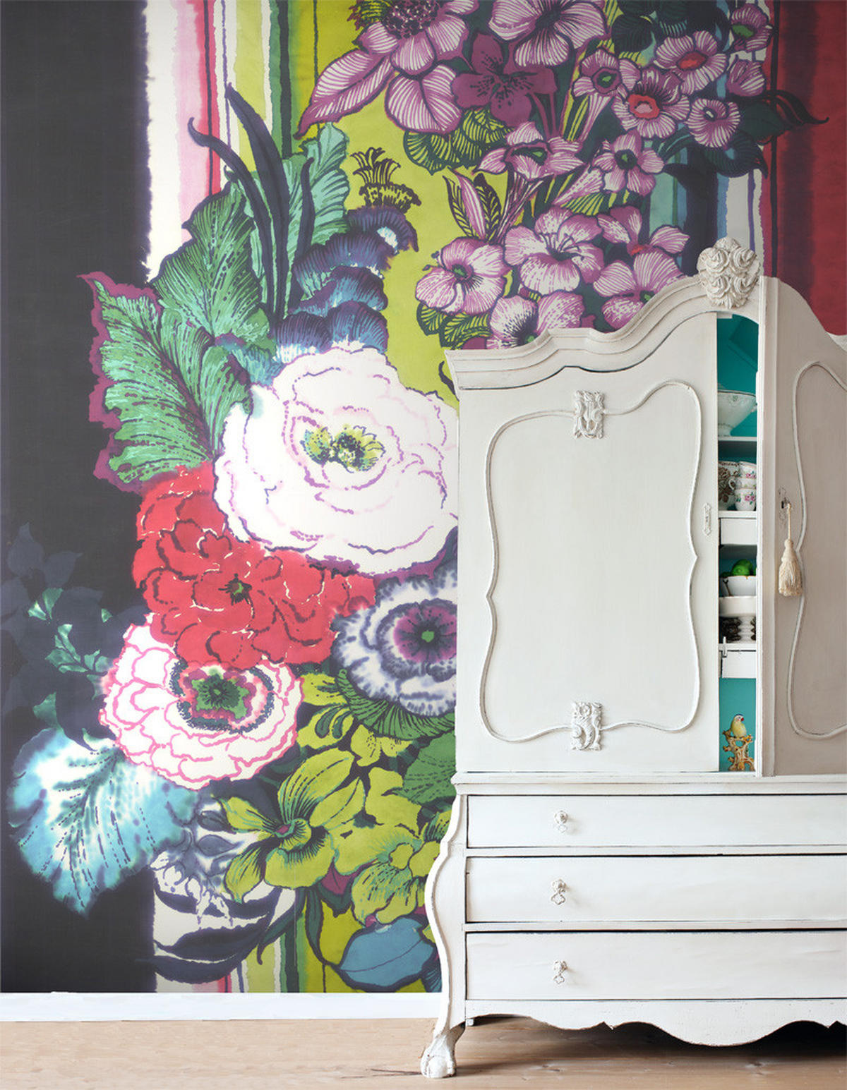 FOTOTAPETE Blumen 232.5 x 279 cm - Schwarz, Papier (232.5/279cm) - ESTAhome