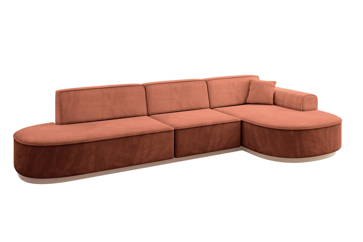 ECKSOFA Ottomane Rechts MARI-L2-v1 - 328x171x83 cm Koralle Velours - Koralle, Holzwerkstoff/Textil (171/328cm) - ALTDECOR
