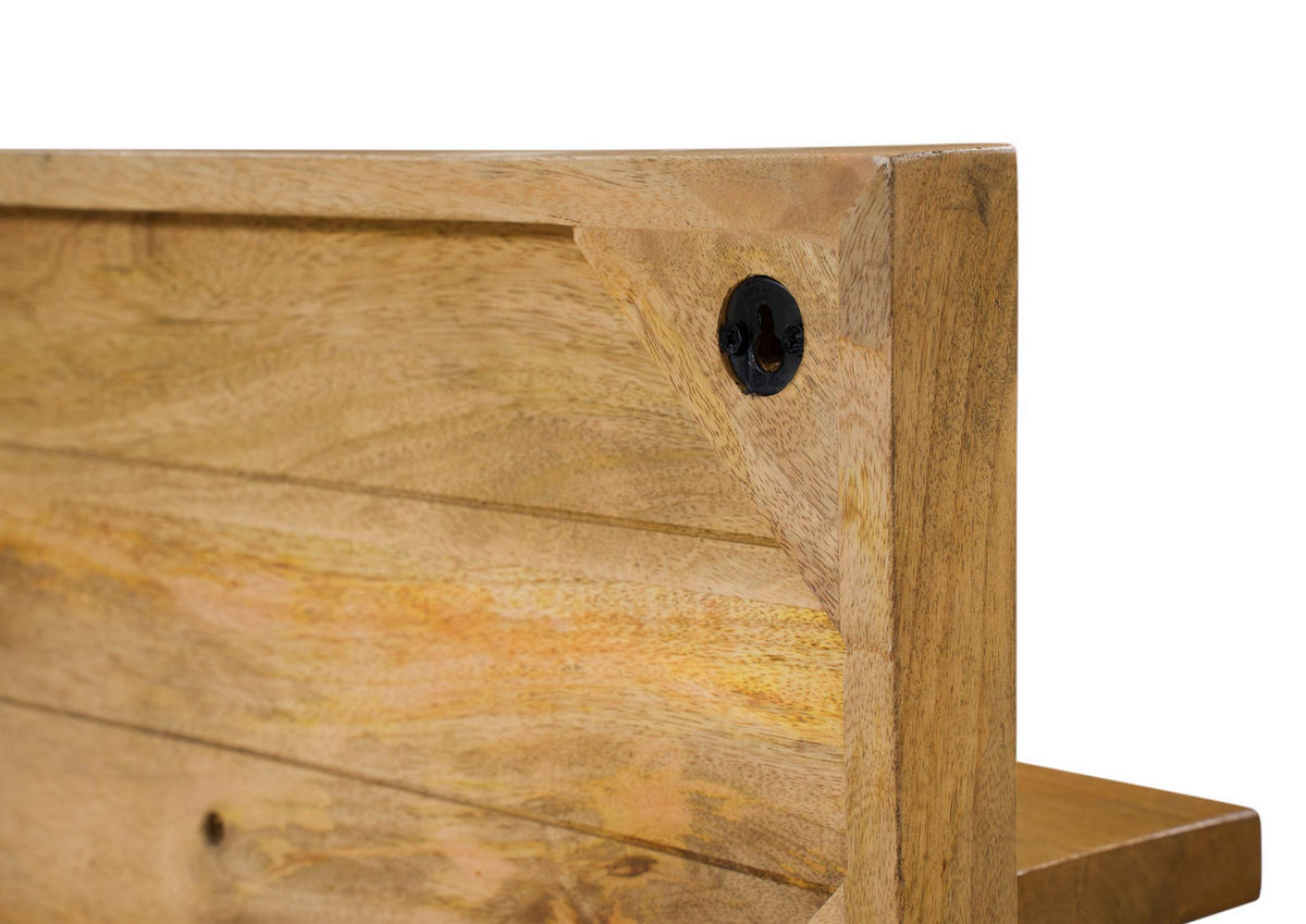WANDREGAL Mango 180x20x25 hellbraun geölt MIAMI #120 - Braun, Holz (180/25/20cm) - Massivmoebel24
