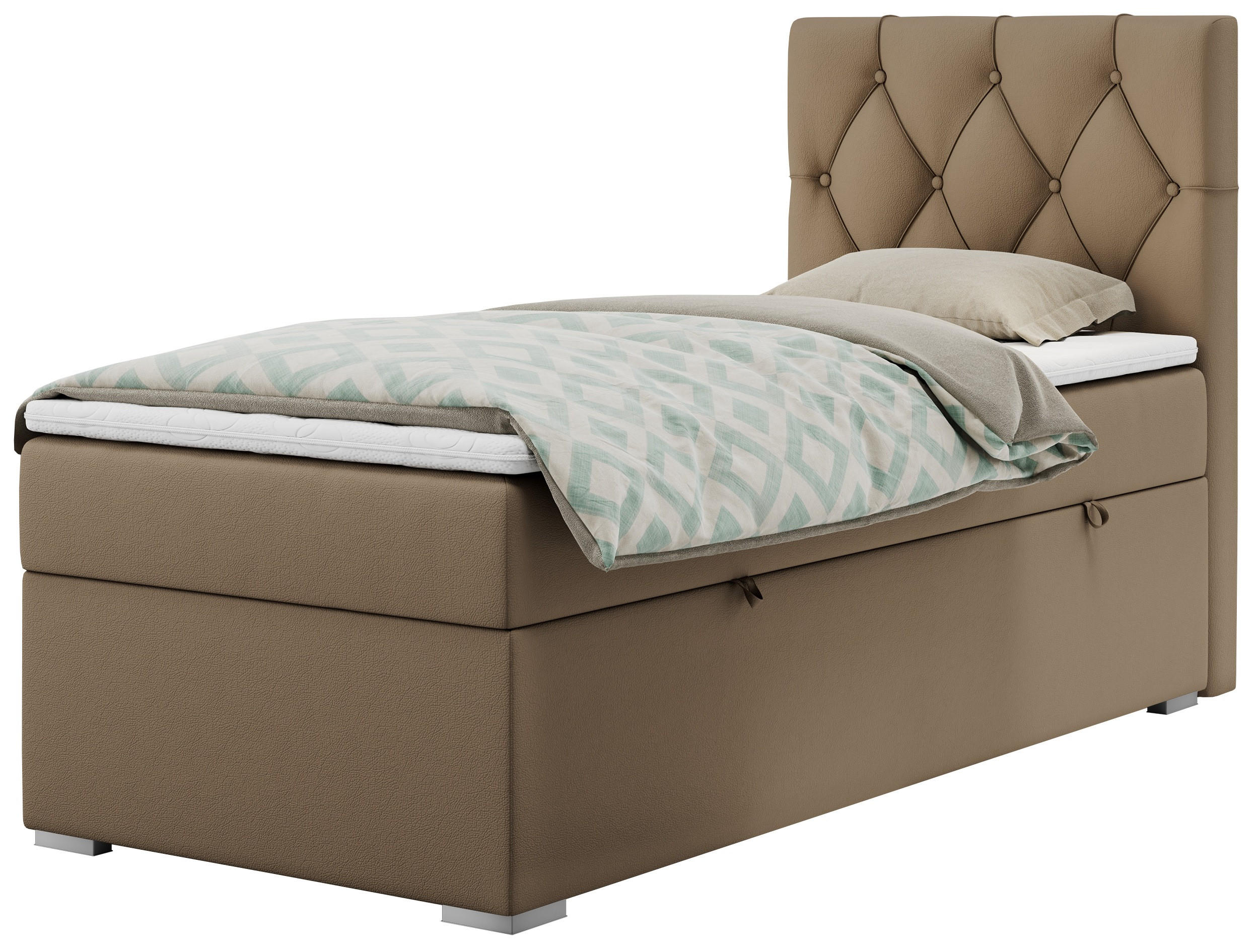 BOXBETT ALDA 90/200 Braun Kunstleder - H4 - Rechts Seite - Braun, Holz/Textil (90/200cm) - MKS