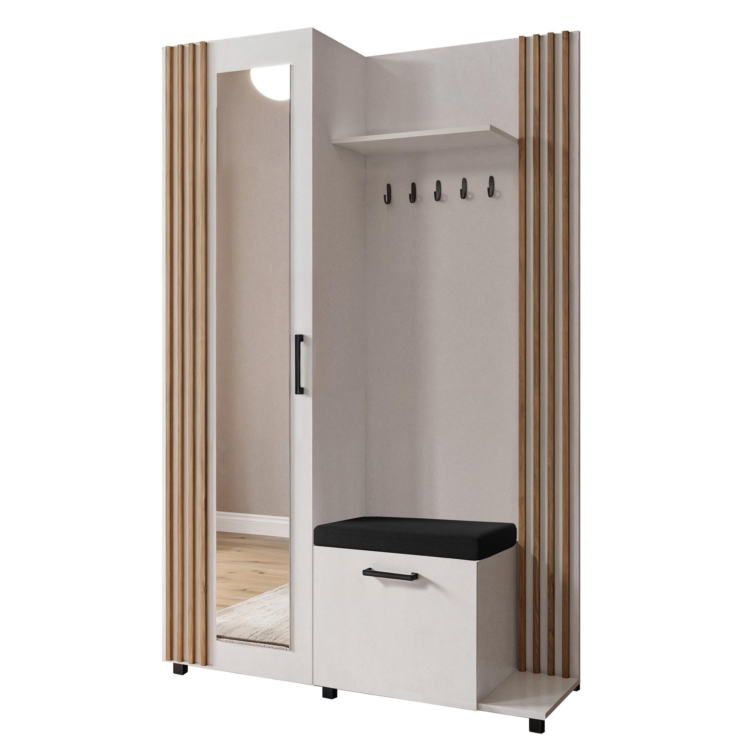 Masseno Garderobenschrank Weiß 137x207x42 cm