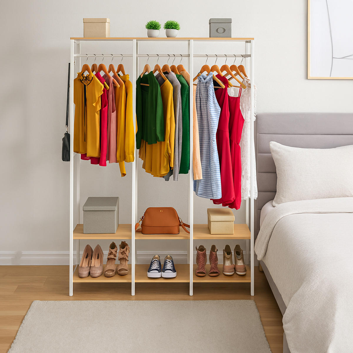 GARDEROBE - Weiß, Holzwerkstoff/Metall (141/180/40cm) - Relaxdays