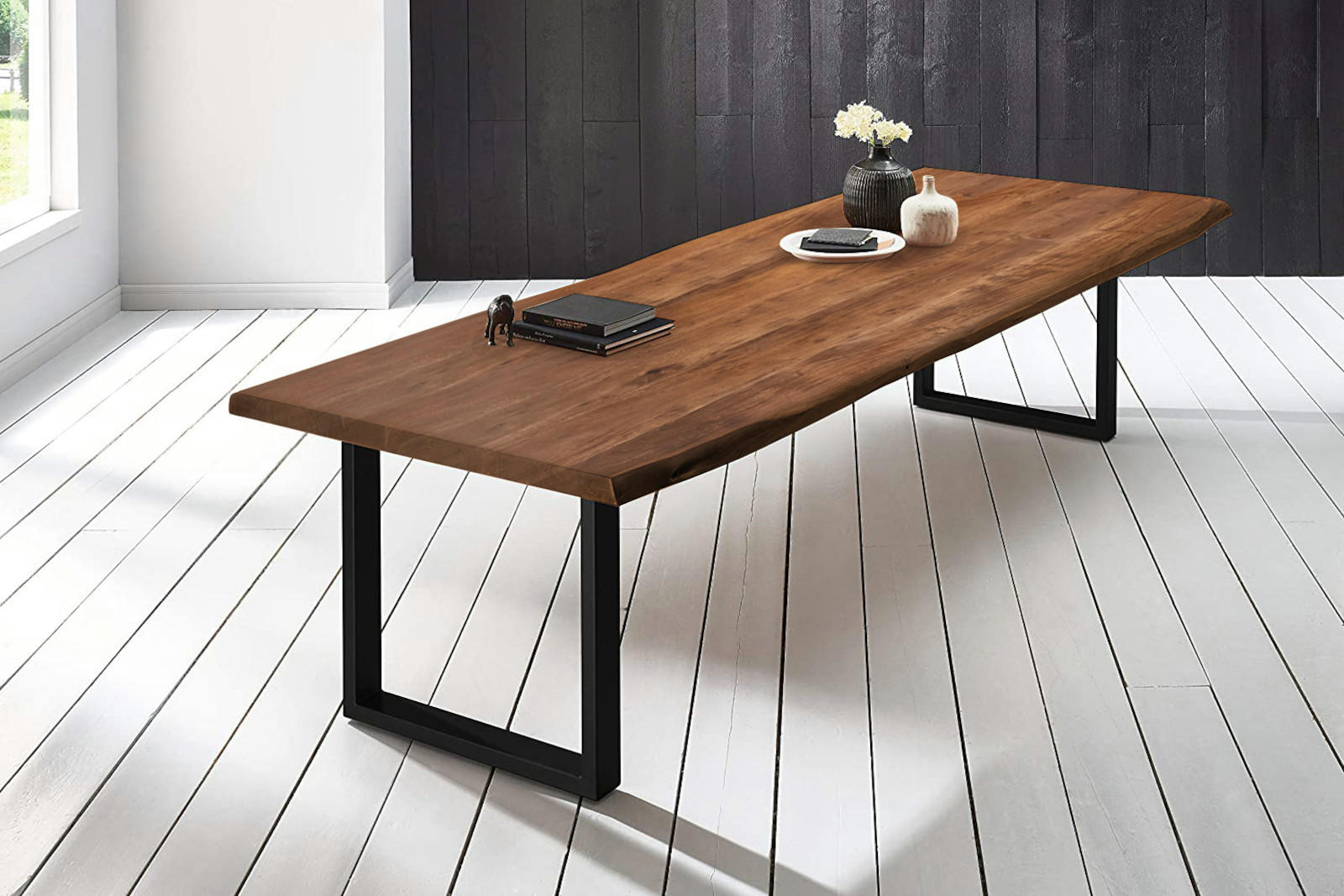 ESSTISCH VALIN - Schwarz/Braun, Holz/Metall (110/280/79cm) - SAM