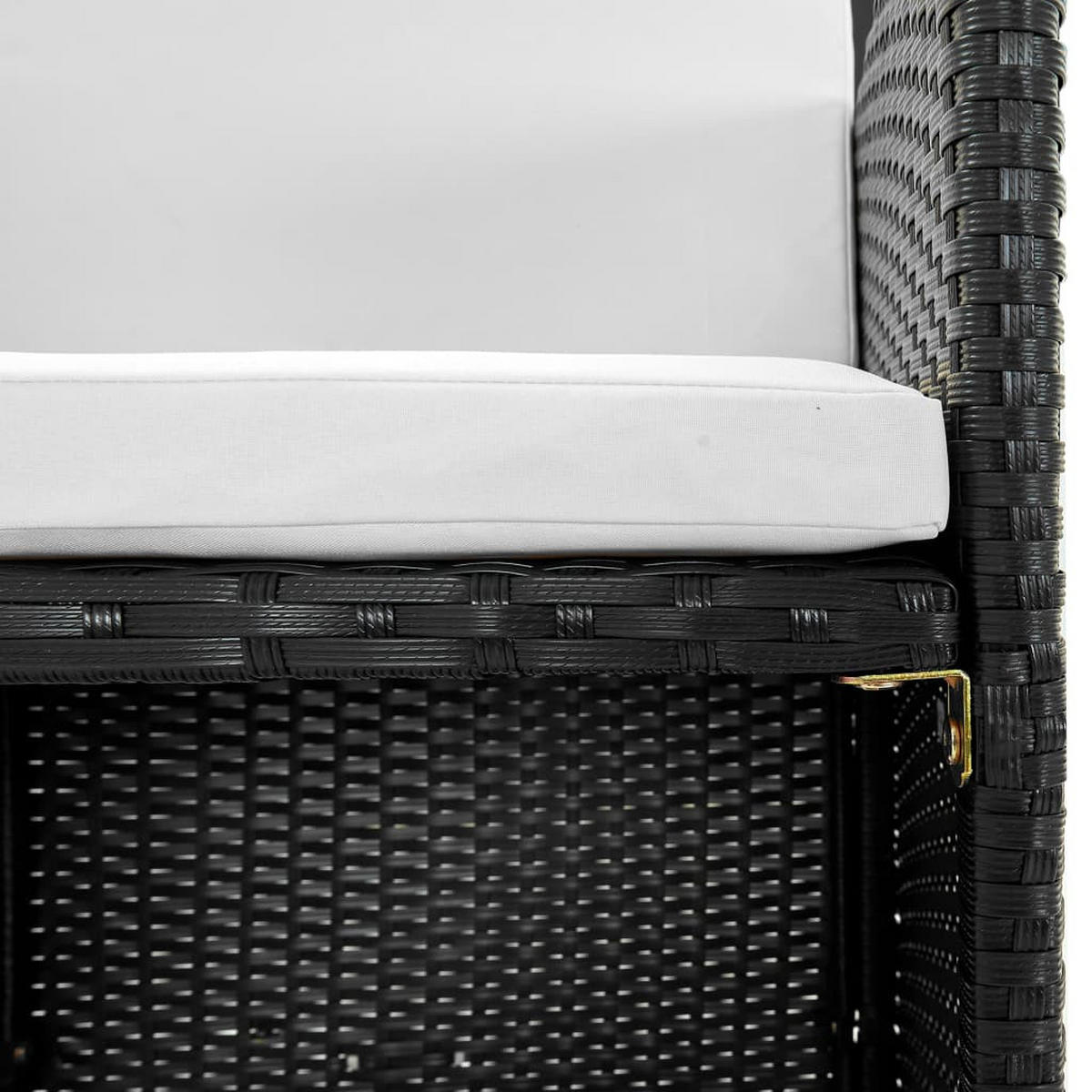 DINING-LOUNGESET mit Auflagen für 12 Personen, aus PE-Rattan, Schwarz und Weiß, 13-teiliges Set - Schwarz, Kunststoff - vidaXL