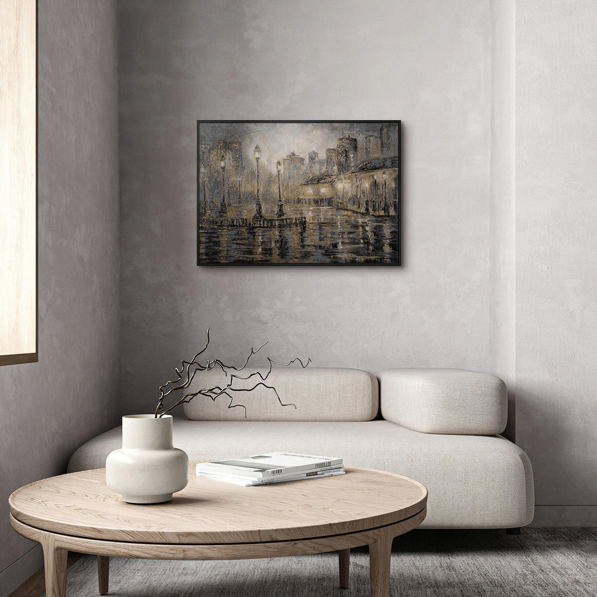 GEMÄLDE Regenlaternen Schattenfugenrahmen Schwarz 70x50 cm - Schwarz, Holz (70/50cm) - YS-art gallery