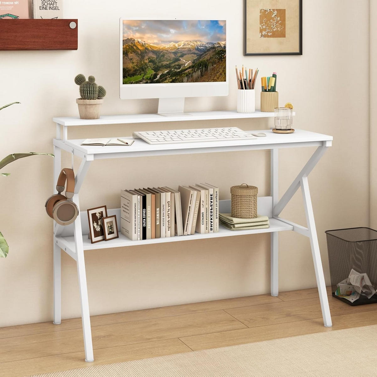 DATORBORD vitt - Vit, Träbaserade material (48/100/81.5cm) - COSTWAY