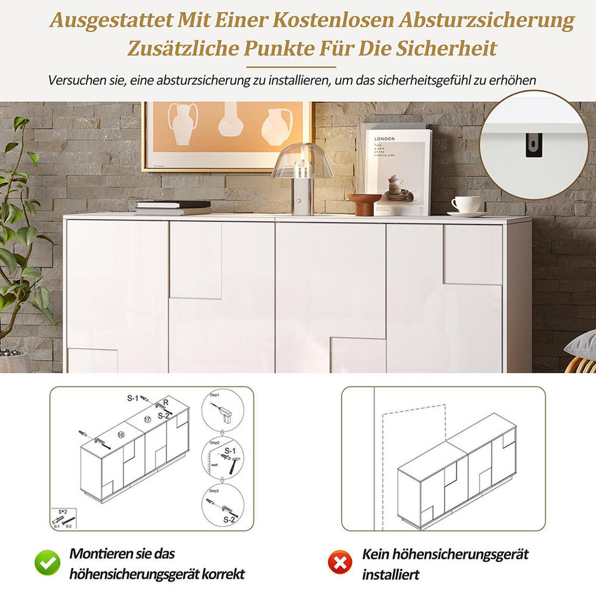 SIDEBOARD 160 x 37 x 75.5 cm mit 4 Türen,Weiß - Weiß, Holzwerkstoff (37/75.5/160cm) - KOMHTOM