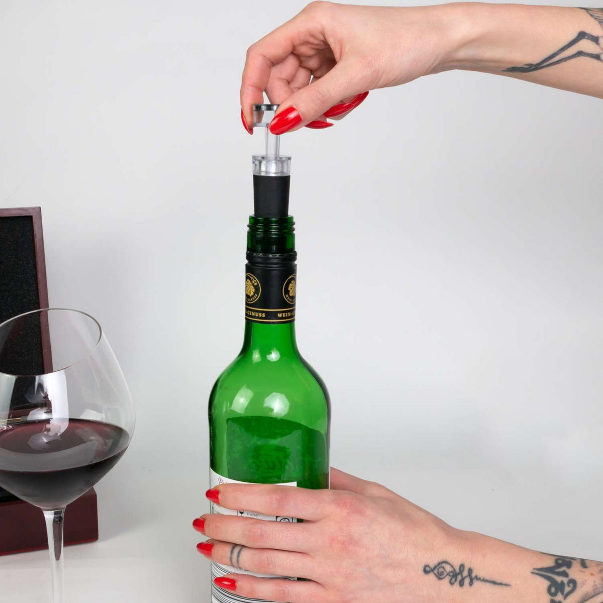 SOMMELIER WEIN SET (9-tlg.) mit Korkenzieher - Rot, Metall (27cm) - Intirilife