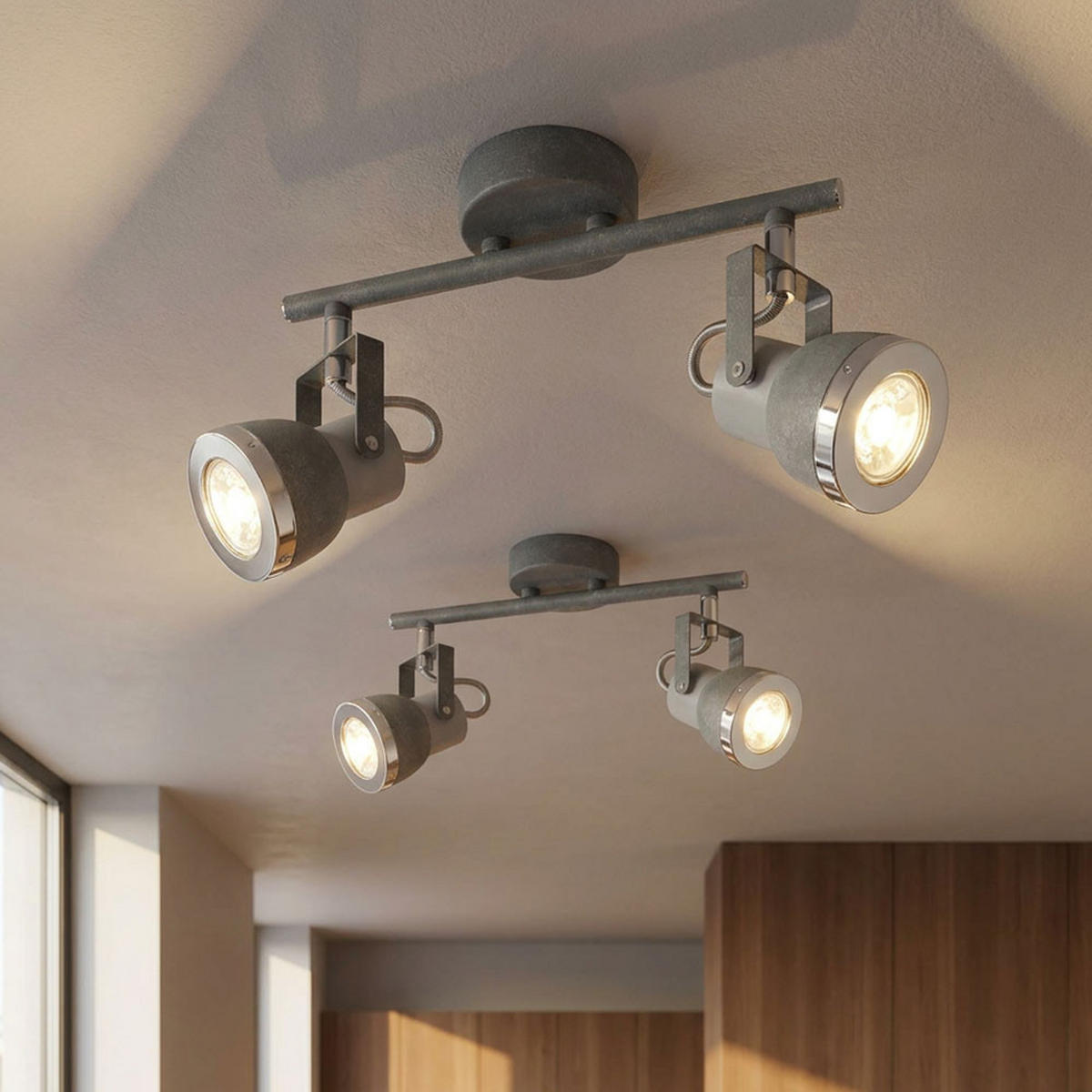 LED DECKENLEUCHTE Steingrau Chrom 2-flammig - Grau, Metall (26/8/18.5cm) - Globo Lighting