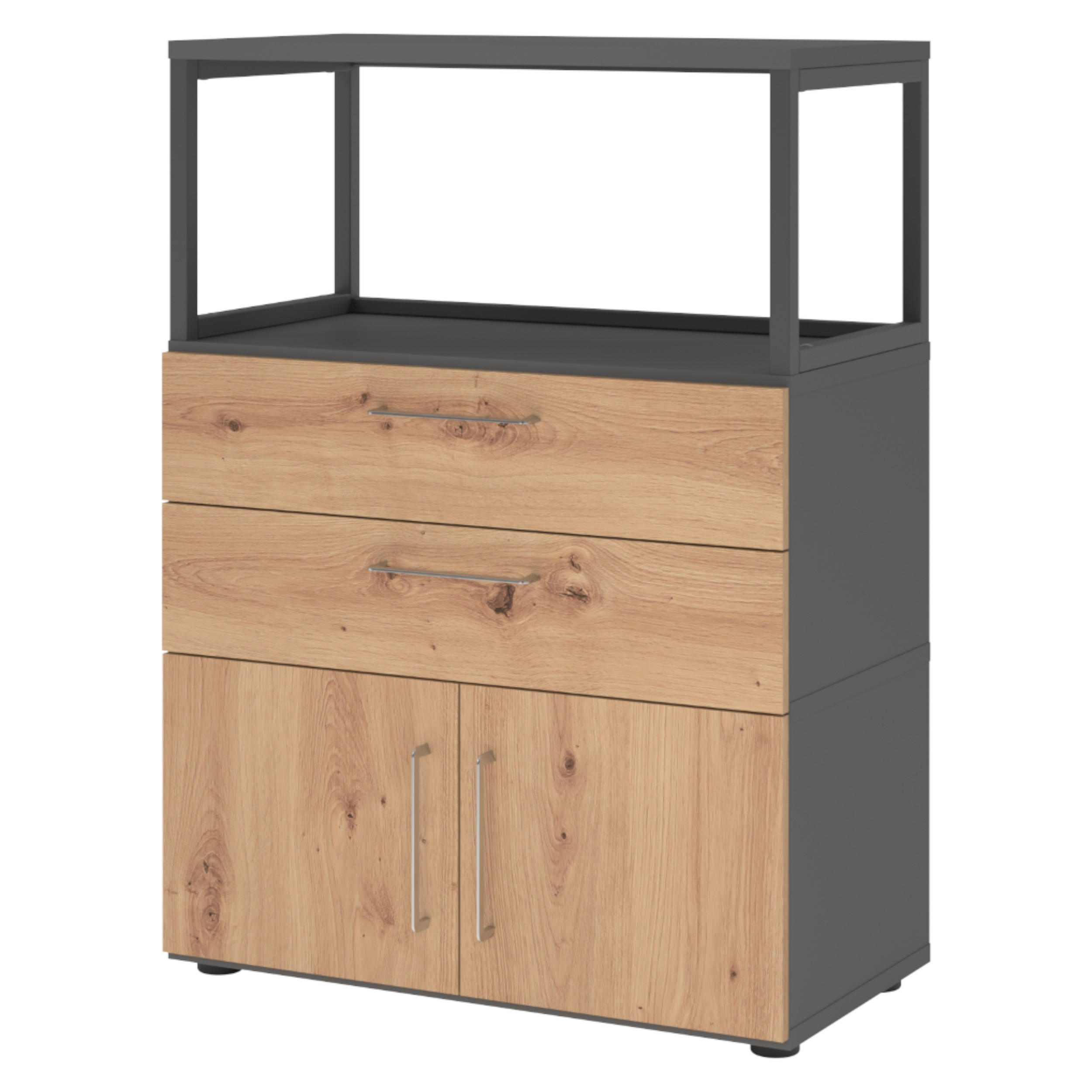 AKTENSCHRANK mittel Regal mit Schubladen 41,7/80/110 cm in Graphitfarben/Wildeiche - Wildeiche/Graphitfarben, Holzwerkstoff (80/110/41.7cm) - bümö