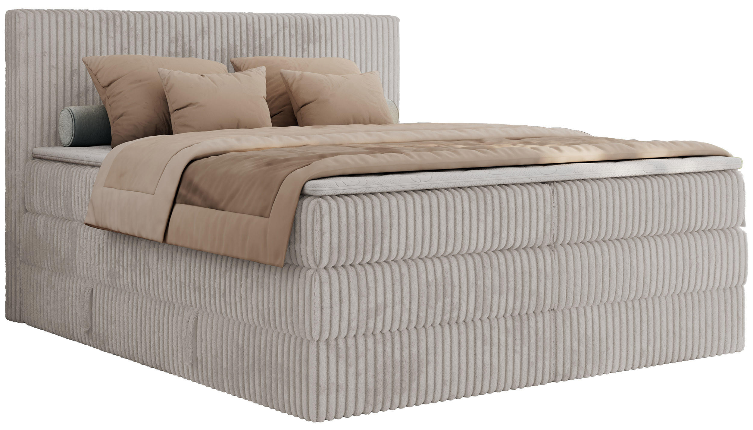 POSTEL BOXSPRING TILIANO KING 200/200 - Světle šedá manšestr - H3 - světle šedá, dřevo/textil (200/200cm) - MKS
