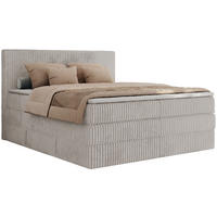BOXSPRINGBETT TILIANO KING - 160/200 - Hellgrau Cord - H4 - Hellgrau, Holz/Textil (160/200cm) - MKS