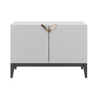 SIDEBOARD Demi 2D Long, Weiß-Schwarz-Gold, Mit Gefrästen Fronten, Massive Buche - Schwarz/Weiß, Holz/Holzwerkstoff (100.5/70/42cm) - Visby