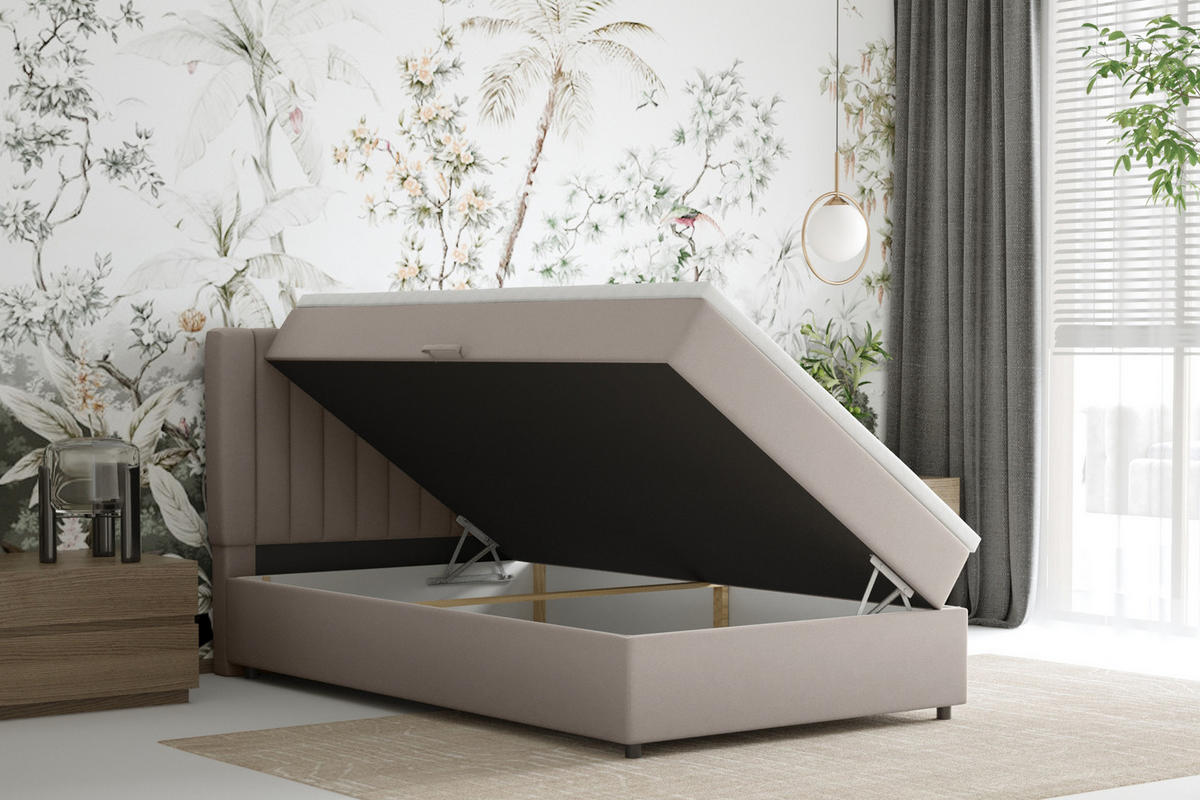 BOXBETT Everest 120 x 200 cm Einzelbett mit hochwertiger Bonell-Matratze und Topper - Cappuccino, Holz (120/200cm) - Panda Möbel
