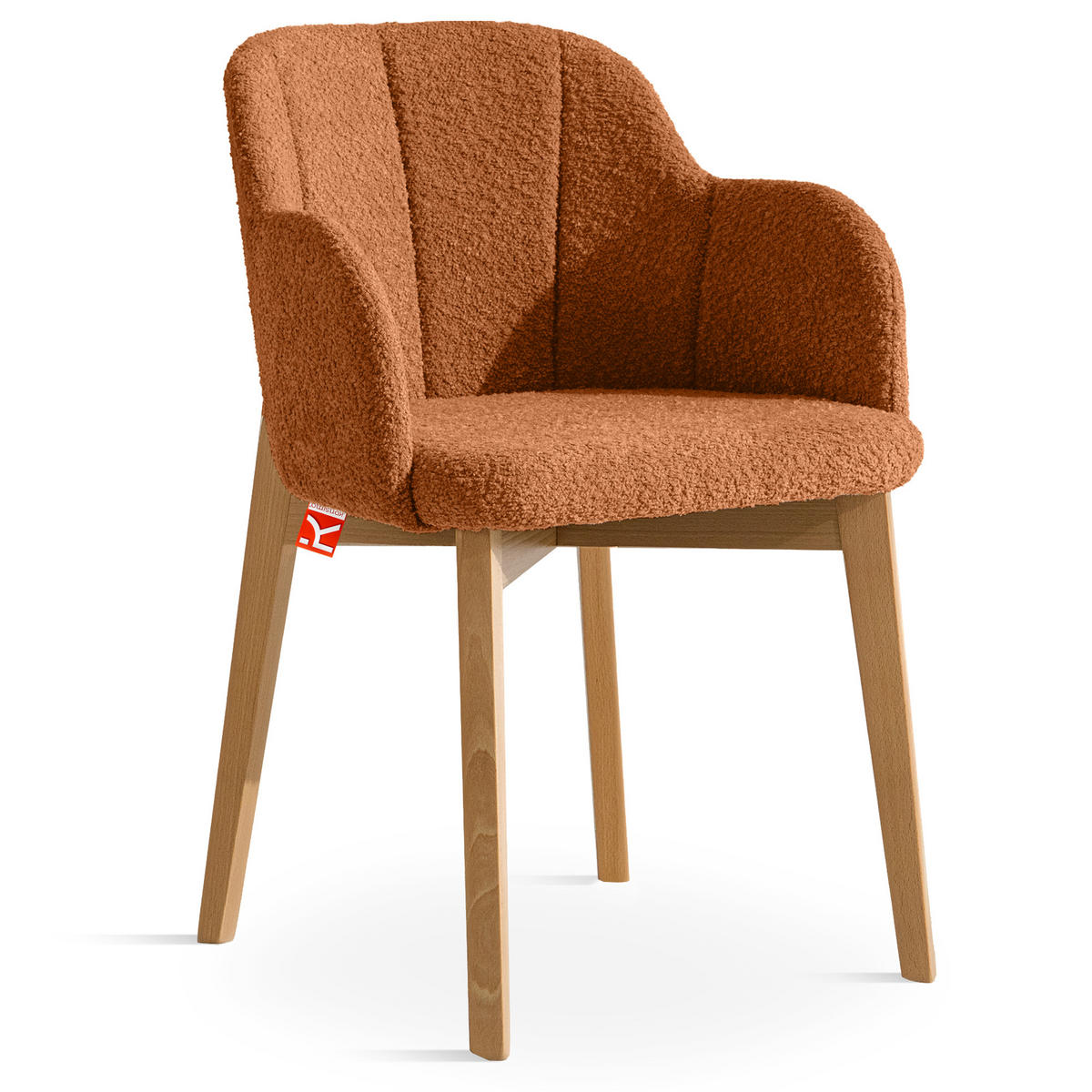 POLSTERSTUHL LONIS Esszimmerstühle 2er Set - Eichefarben/Rot, Holz/Textil (55/82/54cm) - KONSIMO®