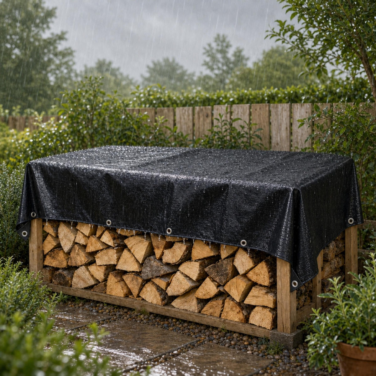 PRELATĂ Neagră impermeabilă 3x4 m - negru, material plastic (400/300/0.1cm) - Relaxdays