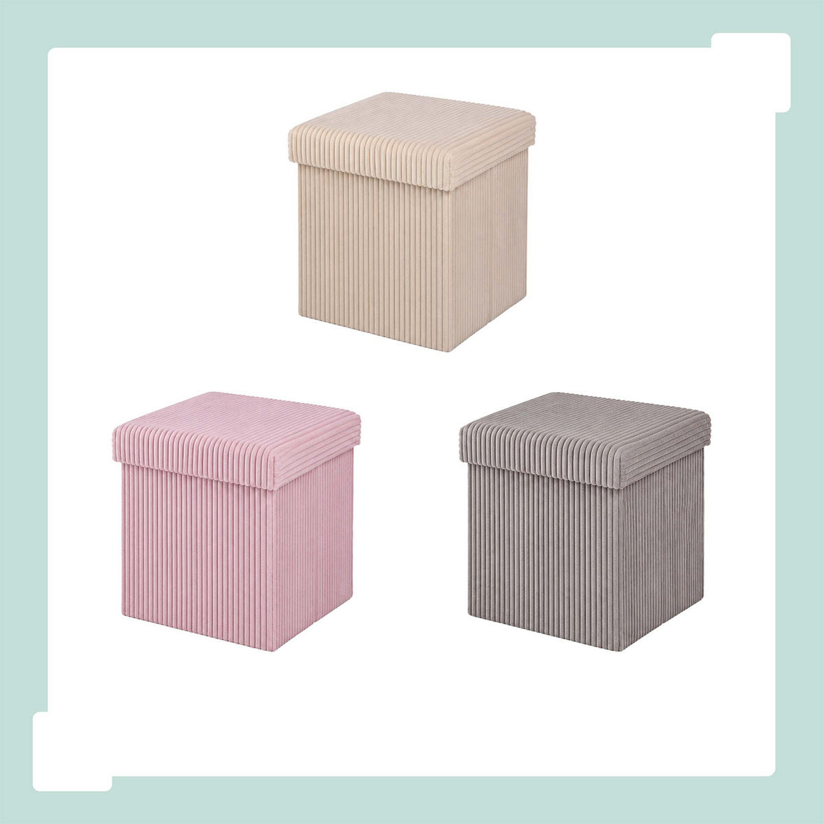SITZWÜRFEL Beige faltbar Stauraum - Beige, Holzwerkstoff/Textil (38/38/38cm) - Relaxdays