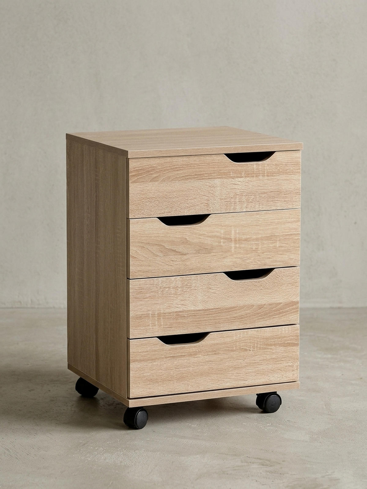 ROLLCONTAINER – Weiß, 4 Schubladen, Rollen, stilvoll, für Büro - Beige/Schwarz, Holz/Kunststoff (40/60/40cm) - KADIMA DESIGN
