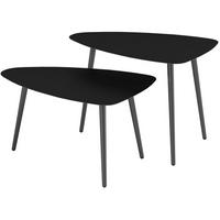 GARTENTISCH aus Stahl 65x45x45/35 cm Schwarz im 2er Set - Schwarz, Metall (65/45/45cm) - Modfu