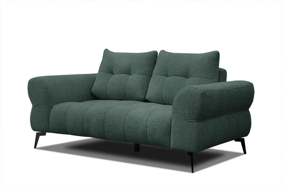 SOFA SALVINI 2-Sitzer, smaragdgrün - Smaragdgrün/Schwarz, Holzwerkstoff/Textil (176/88/99cm) - Courtois Laville