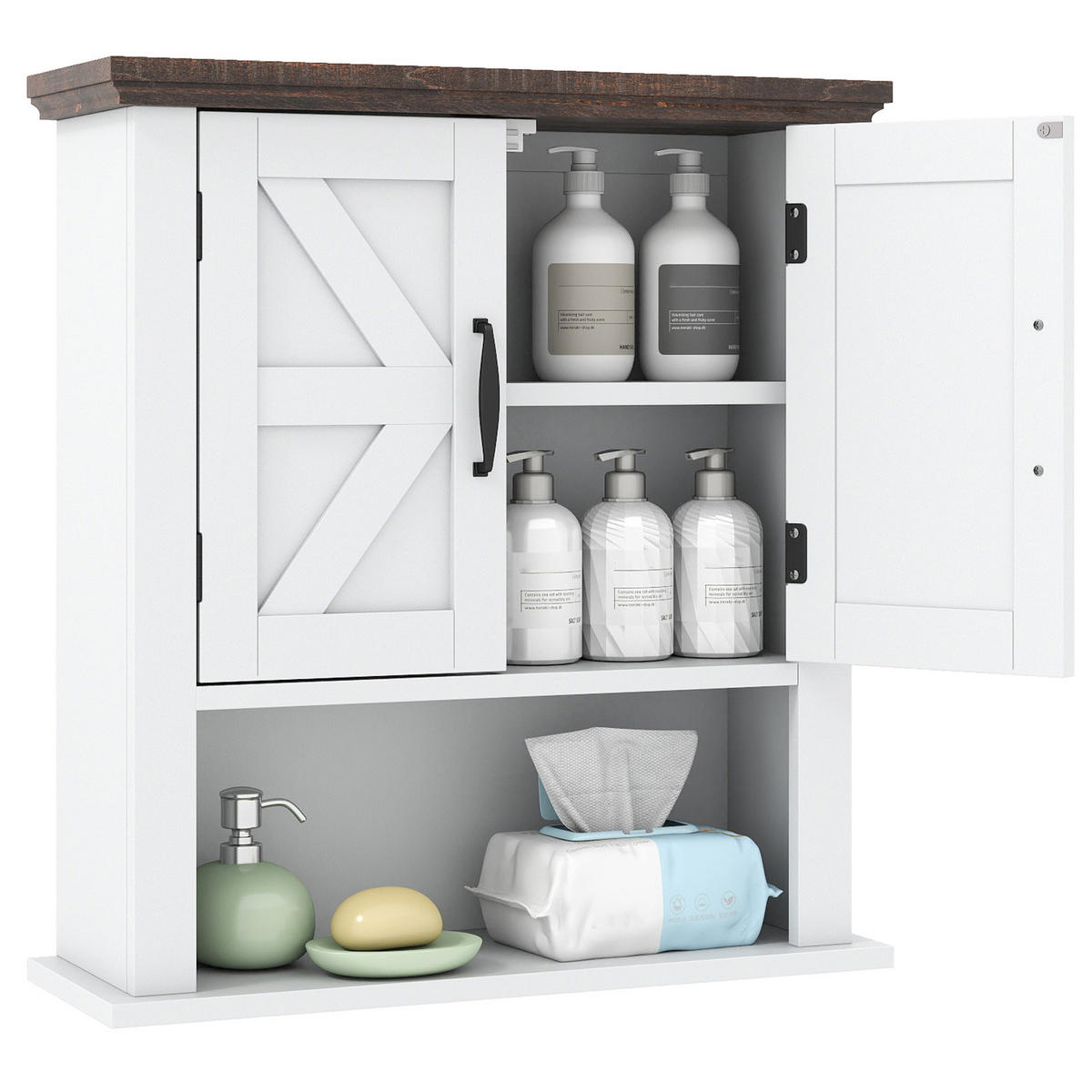 BADEZIMMERSCHRANK hängend weiß - Weiß, Holzwerkstoff (55/60/19cm) - COSTWAY