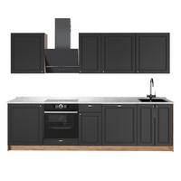 KÜCHENZEILE Fame-Line, Anthrazit-Gold Landhaus/Goldkraft Eiche, 280 cm, AP Marmor - Honigeiche/Anthrazit, Holzwerkstoff (280/206.8/60cm) - Vicco