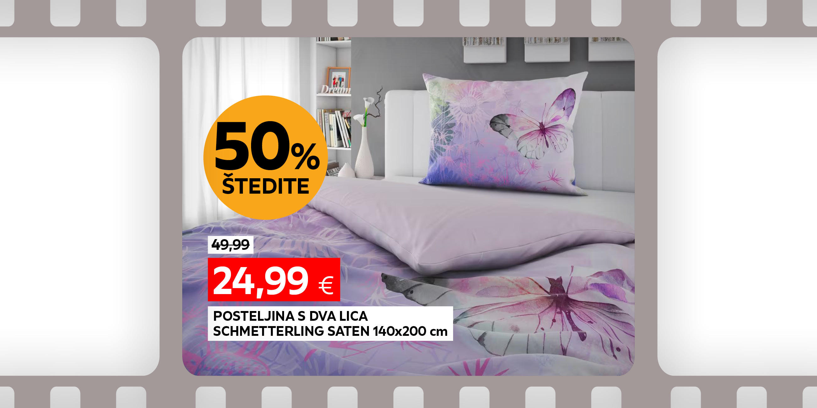 posteljina s dva lica Schmetterling saten 140x200 cm umjesto 49,99 € nova cijena 24,99 € Štedite 50%