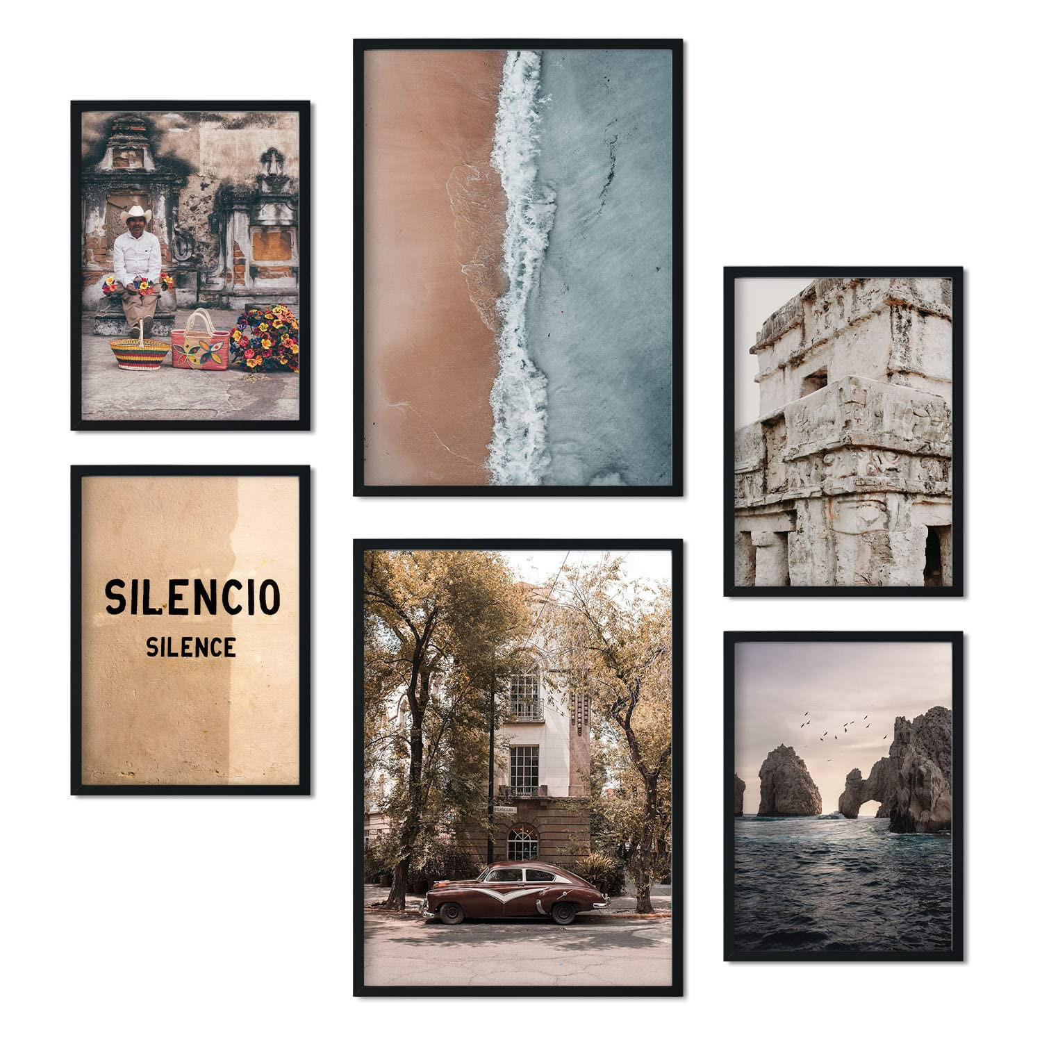 POSTER Set Mit 6 Vintage Mexico A3 & A4 Rahmenlos - Klar, Papier (29/3cm) - Nacnic