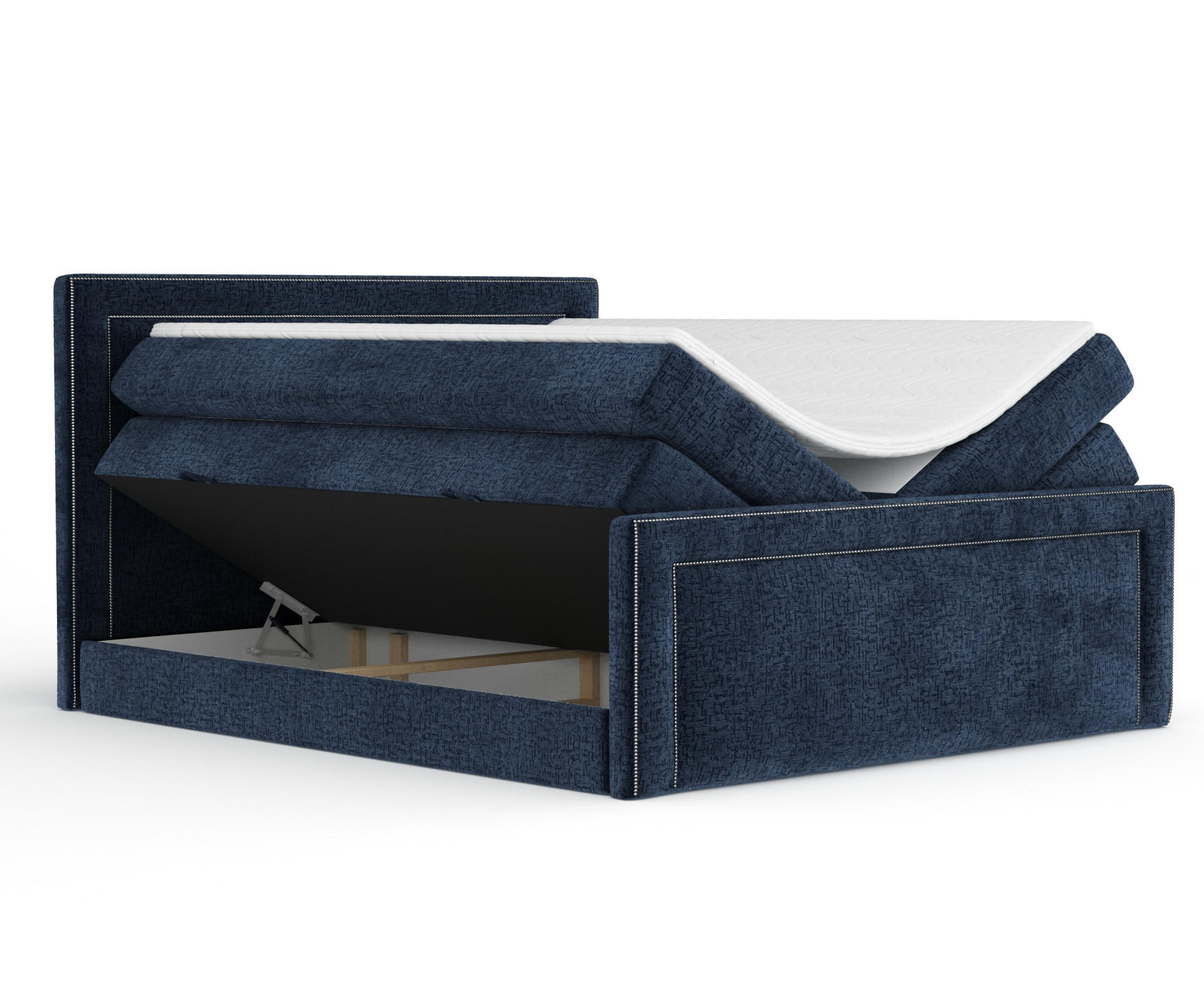BOXSPRINGBETT Luxora Marineblau 140/200 cm - Schwarz/Dunkelblau, Holz/Holzwerkstoff (140/200cm) - Maison de Reve