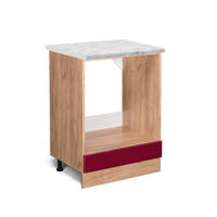 HERDUMBAUSCHRANK R-Line Bordeaux Hochglanz 60 cm AP Marmor - Bordeaux/Eiche Wotan, Holzwerkstoff (60/81.6/60cm) - Vicco