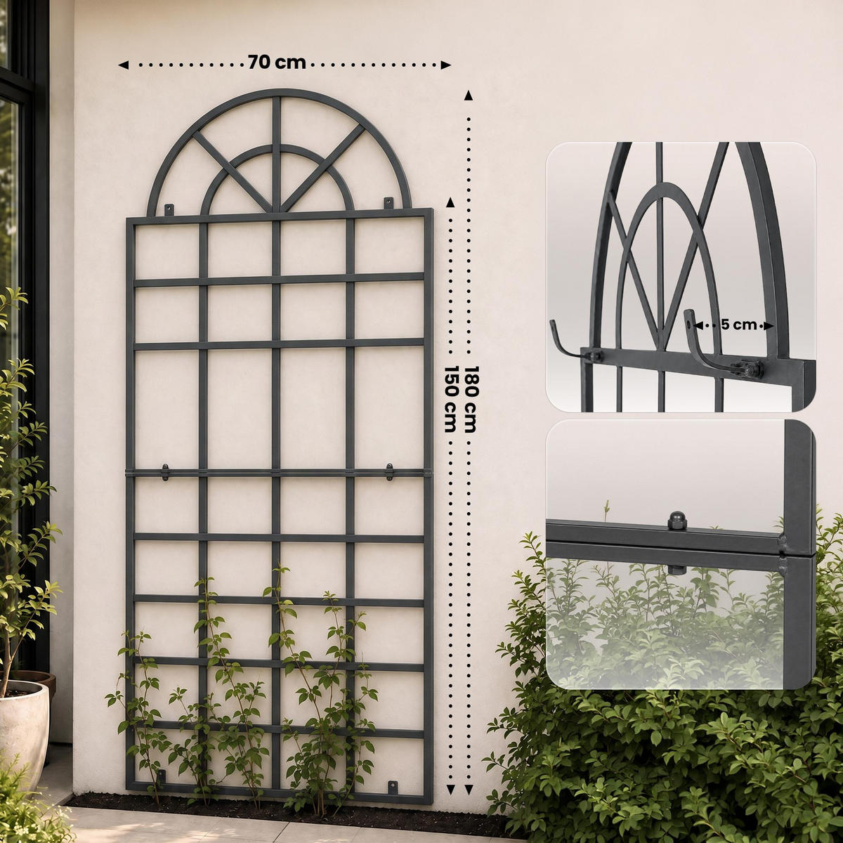 RANKGITTER Metall Anthrazit - Anthrazit, Metall (70/180/1cm) - CLP