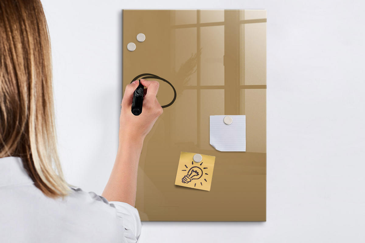 MAGNETTAFEL 40x60 Beige schwarzer Marker - Beige, Glas (40/0.4/60cm) - TULUP