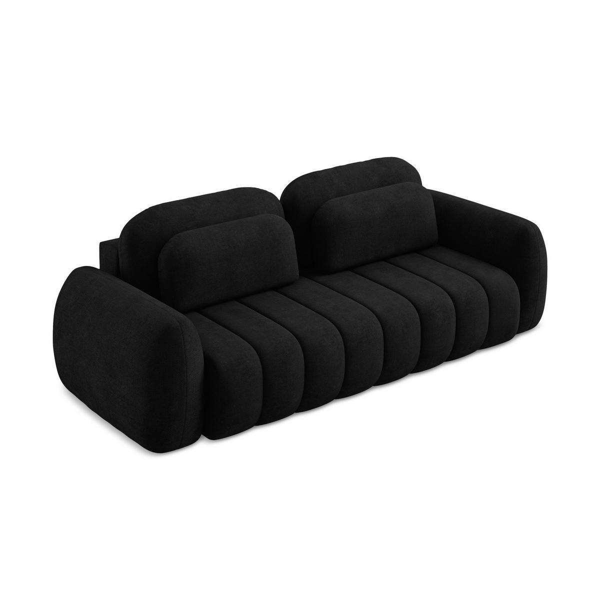 3-SITZER SOFA mit Schlaffunktion Chenille Stoff Schwarz - Schwarz, Holzwerkstoff/Kunststoff (266/95/121cm) - LaMiaSofa