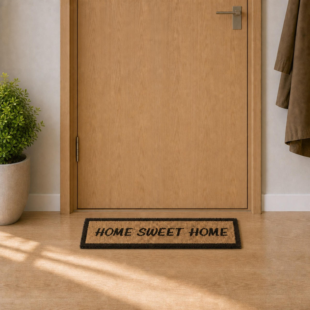 ROHOŽKA Přírodní kokos nápis Home Sweet Home 75x25 cm - světle hnědá, textil/plast (75/25cm) - Relaxdays