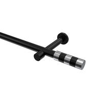 GARDINENSTANGEN-SET Prestige Mavell 480 cm (geteilt in 3 x 160 cm), 1-läufig (ohne Ringe), 20 mm Ø Schwarz - Chromfarben/Schwarz, Metall (480cm) - INTERDECO