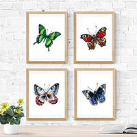 POSTER Set mit 4 bunte Schmetterlinge A4 Schwarzer Rahmen - Schwarz, Papier (29.7/3cm) - Nacnic